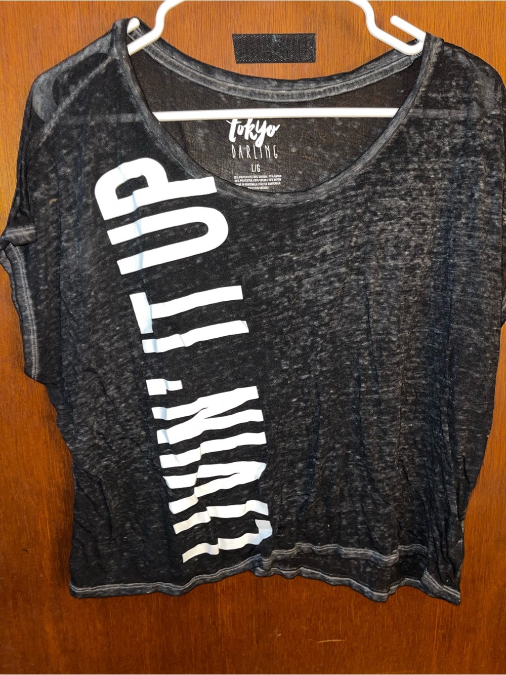 JR LARGE Tokyo Darling Women's Black Graphic Crop Tee - 'Livin it up”